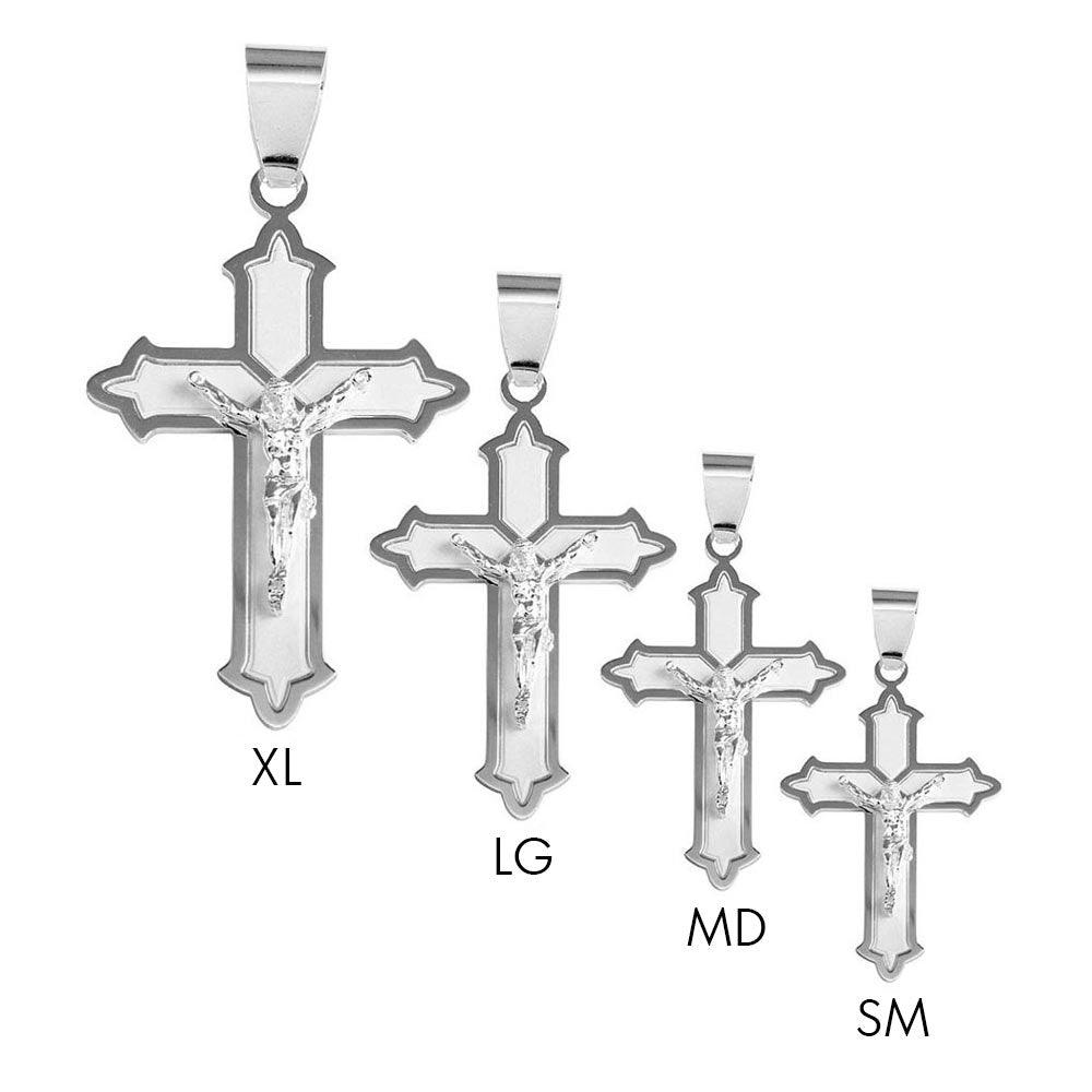 Silver 925 2 Toned Matte Finish Cross Floury Pendant - BSP00028 | Silver Palace Inc.