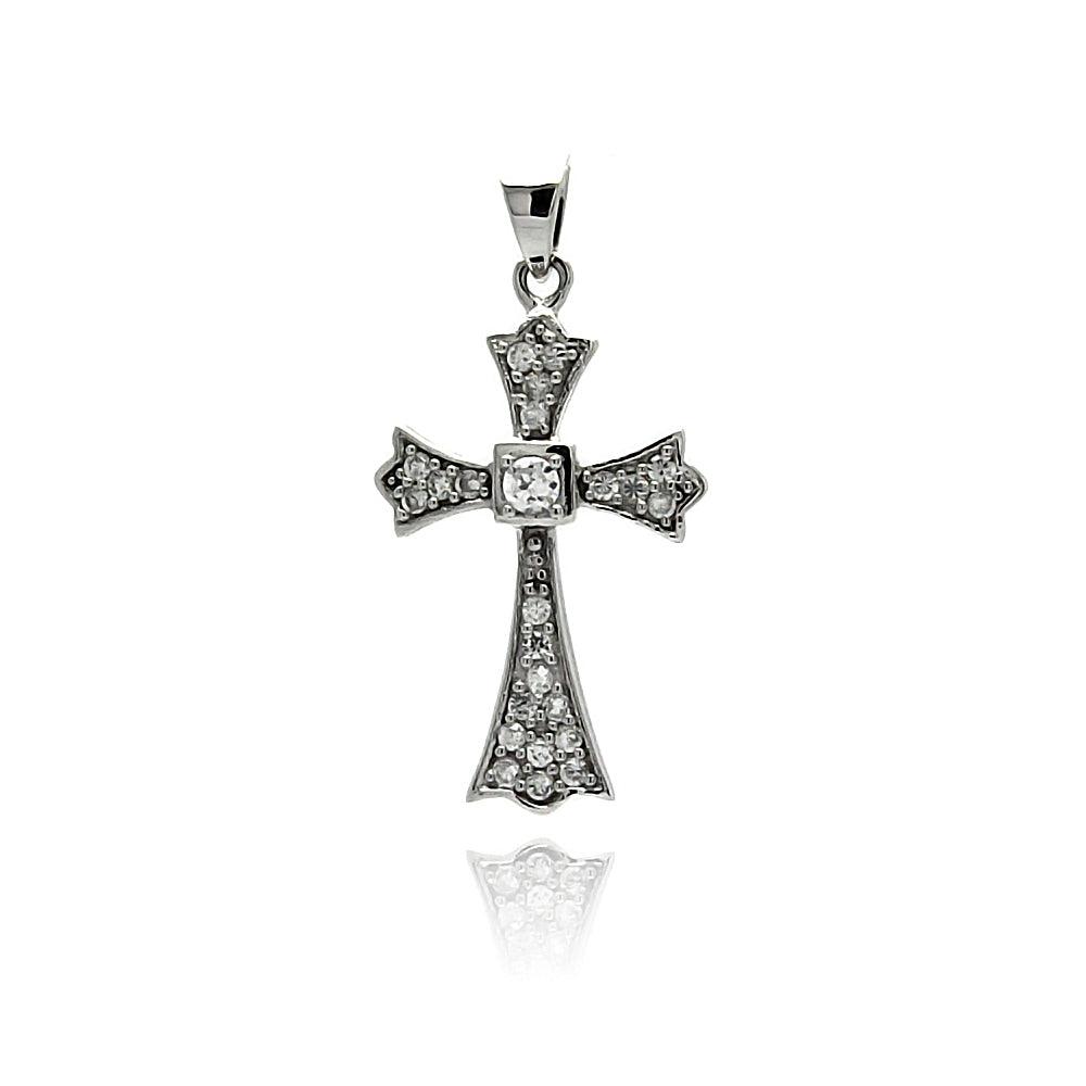 Silver 925 Rhodium Plated Cross CZ Dangling Pendant - ACP00011 | Silver Palace Inc.