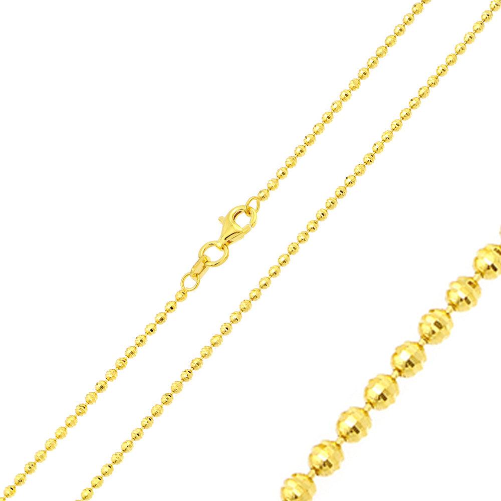 Silver 925 Gold Plated Horizontal Diamond Cut Bead Chain 1.8mm - CH325 GP | Silver Palace Inc.