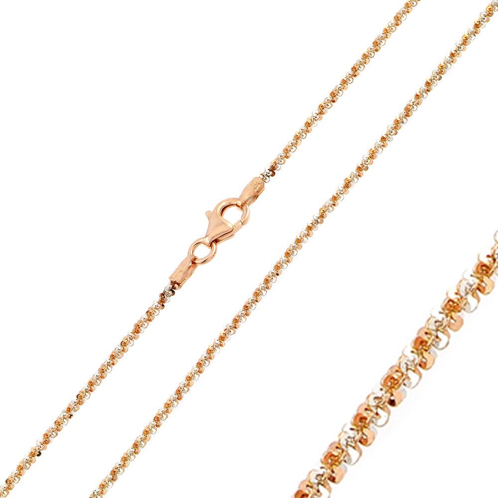 Silver 925 Rose Gold Plated 2 Toned Roc 030 Chain 1mm - CH165 RGP | Silver Palace Inc.