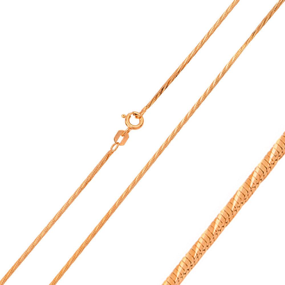 Silver 925 Rose Gold Plated Snake Diamond Cut Slash 020 Chain 0.8mm - CH161 RGP | Silver Palace Inc.