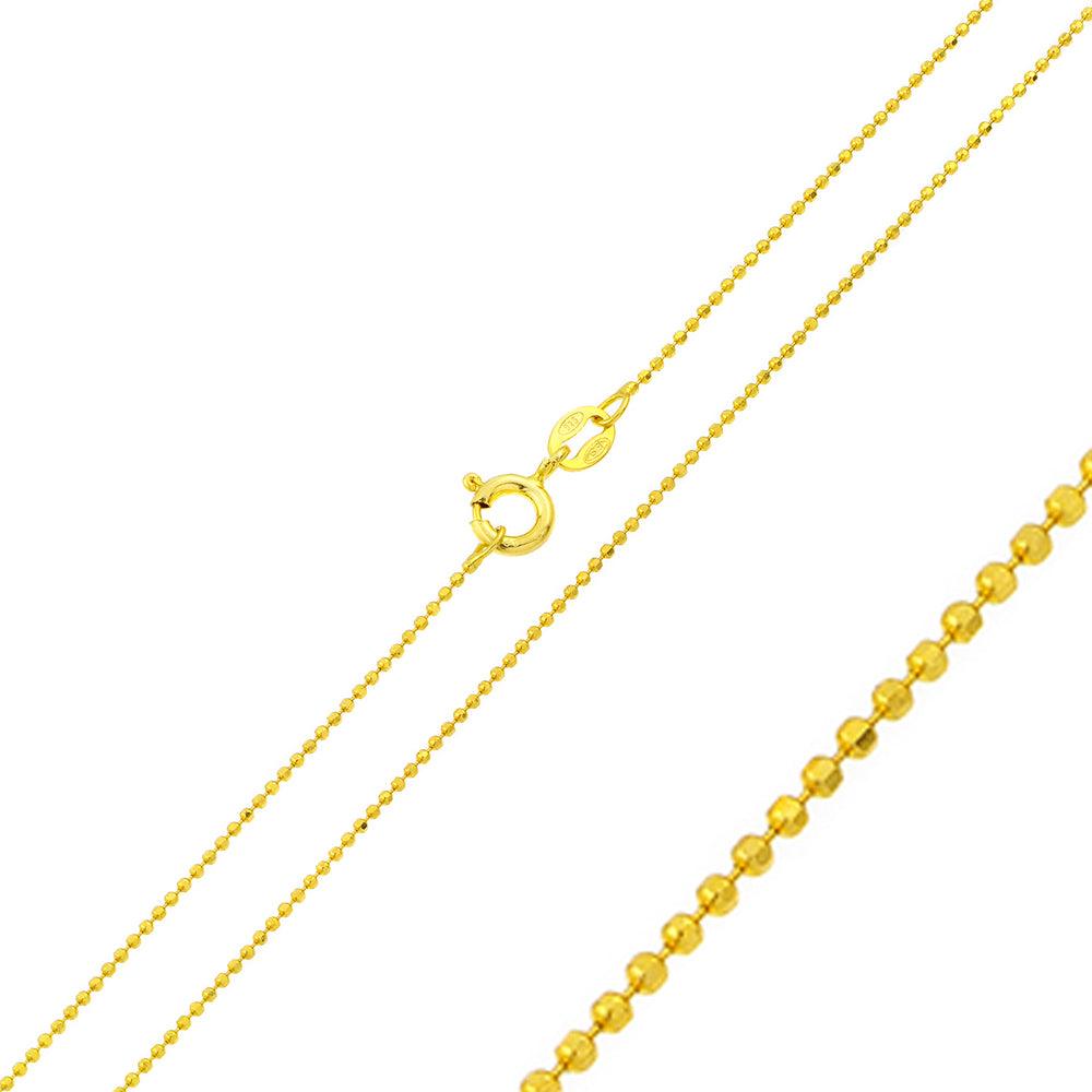 Silver 925 Gold Plated Diamond Cut Bead Chain 1.2mm - CH331 GP | Silver Palace Inc.