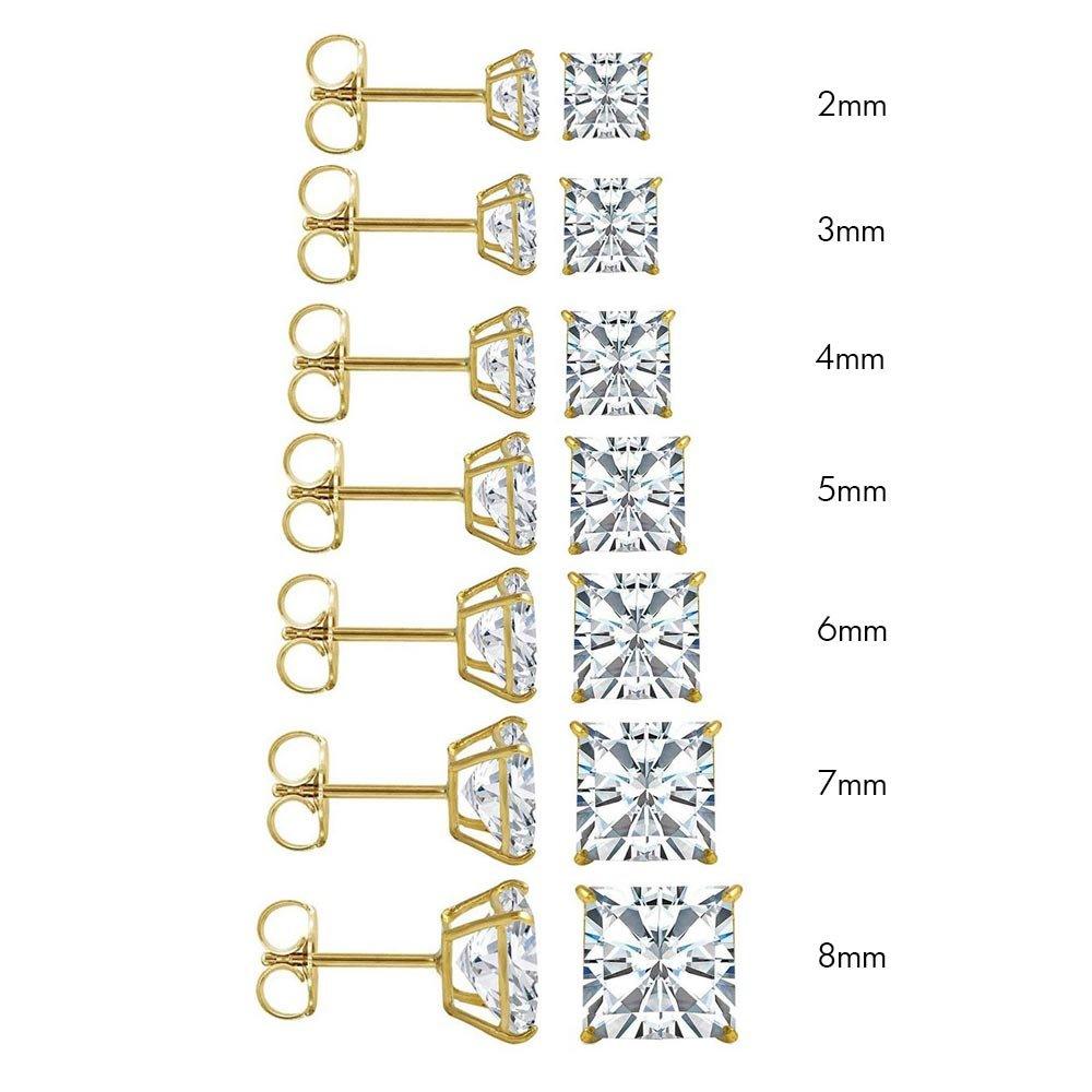 14 Karat Yellow Gold Push Backing Square Stud Earrings | Silver Palace Inc.