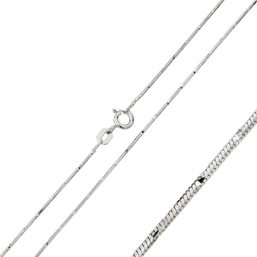 Silver Rhodium 8 Sided Snake 020 DC Chain 0.8mm (Pk of 6) - CH135 RH