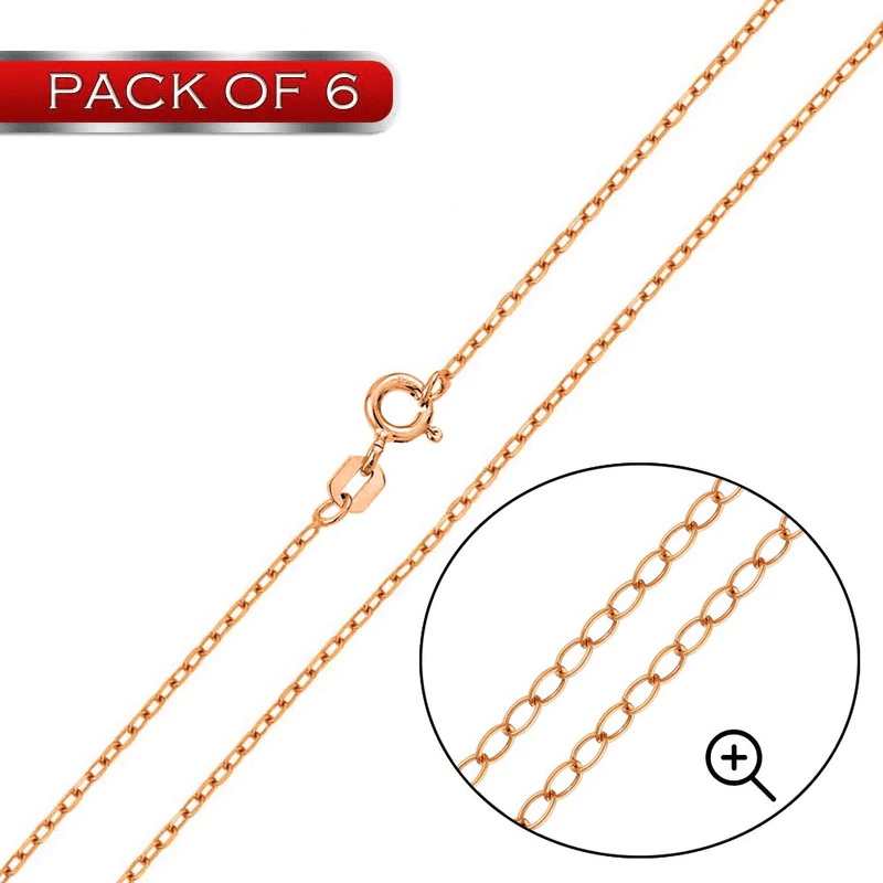 Rose Gold Plated Cable 025 Chain 1.3mm (6-Pack) - CH171 RGP | Silver Palace Inc.