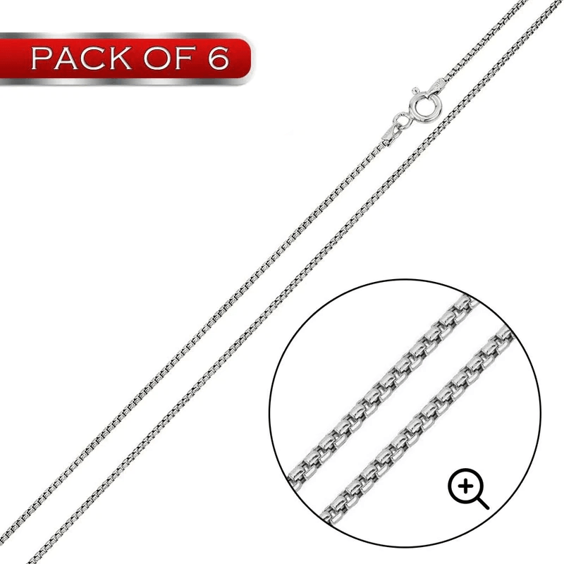 Silver 925 Rhodium Plated Round Box 015 Chain 0.65mm - CH213 RH | Silver Palace Inc.