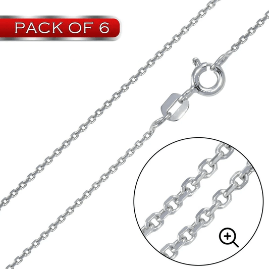 Silver 925 Rhodium Plated Diamond Cut Cable Rolo 020 Chains 0.9mm - CH220 RH | Silver Palace Inc.