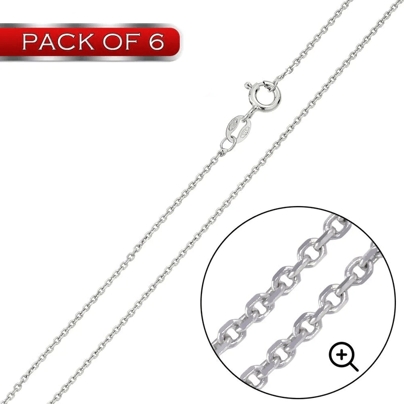 Silver 925 Rhodium Plated Diamond Cut Anchor 035 Chain 1.35mm - CH235 RH | Silver Palace Inc.