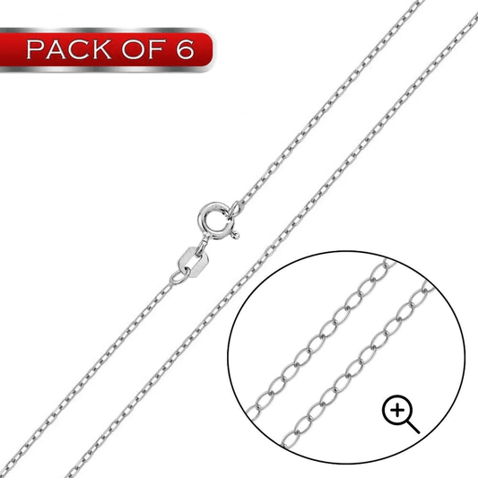 Rhodium Plated Cable 020 Chain 1mm (6-Pack) - CH239 RH | Silver Palace Inc.