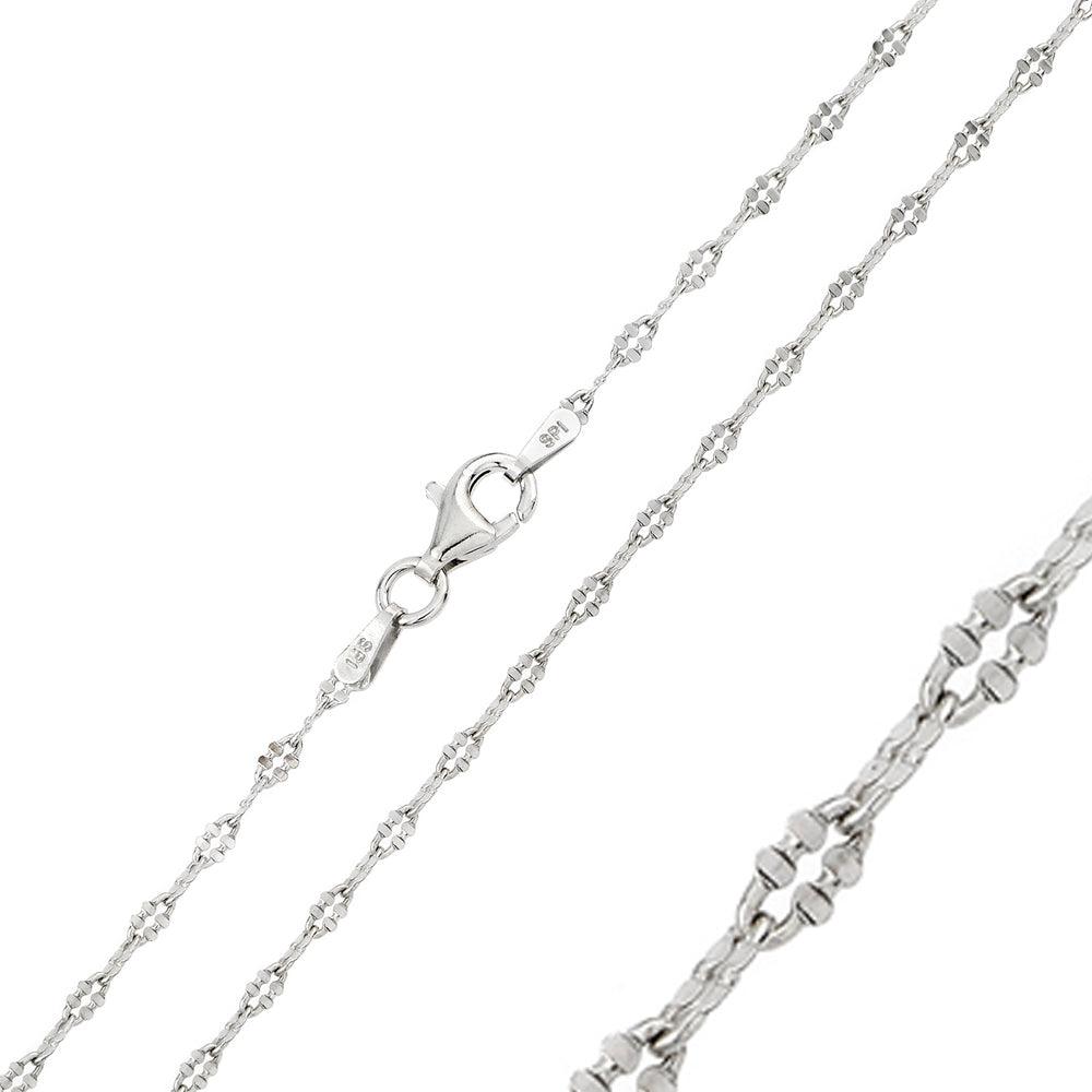 Silver 925 Rhodium Plated Diamond Cut Oval Link 030 Chain - CH116 RH | Silver Palace Inc.