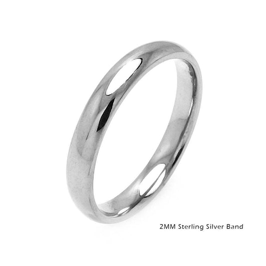 Silver 925 Plain Wedding Band Round Ring - RING01-2MM | Silver Palace Inc.