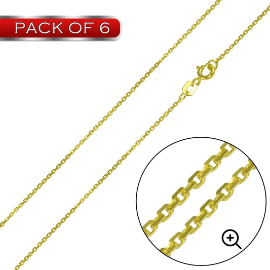 Silver Gold Plated Diamond Cut Cable Rolo Chains 0.9mm - CH332 GP | Silver Palace Inc.
