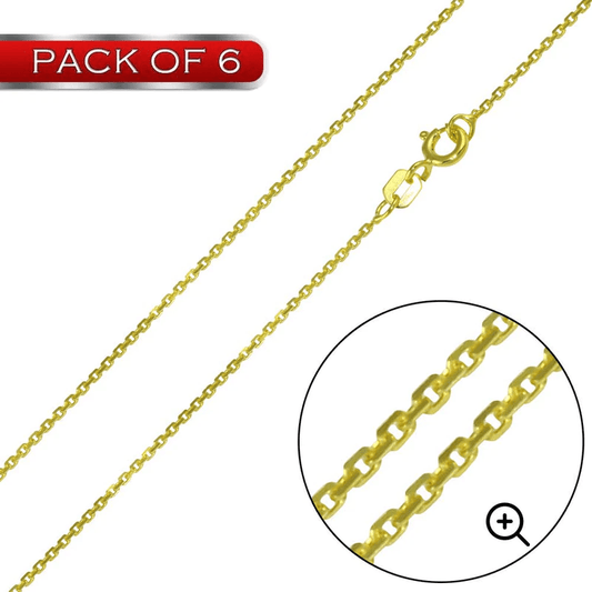 Silver Gold Plated Diamond Cut Cable Rolo Chains 1mm - CH333 GP | Silver Palace Inc.