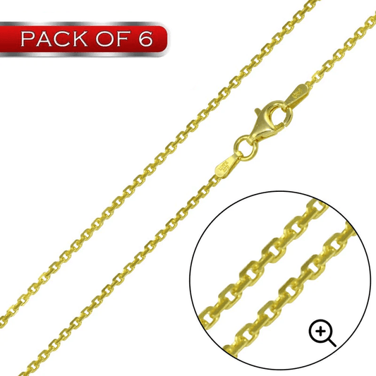 Silver Gold Plated Diamond Cut Cable Rolo Chains 1.6mm - CH334 GP | Silver Palace Inc.