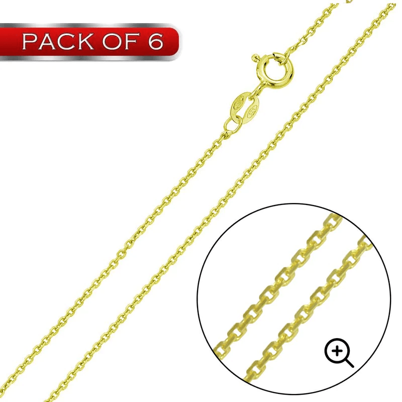 Silver Gold Plated Diamond Cut Anchor Chain 1.35mm - CH364A GP | Silver Palace Inc.