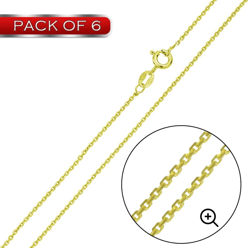 Silver Gold Plated Diamond Cut Anchor Chain 0.9mm - CH364 GP | Silver Palace Inc.