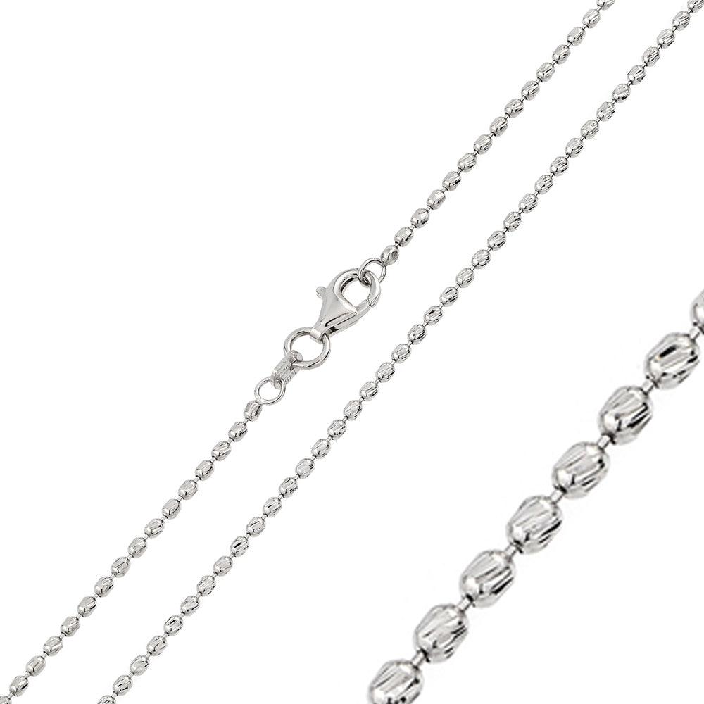 Rhodium Plated Slash Diamond Cut Design Bead 002 Chain 1.9mm - CH108 RH | Silver Palace Inc.