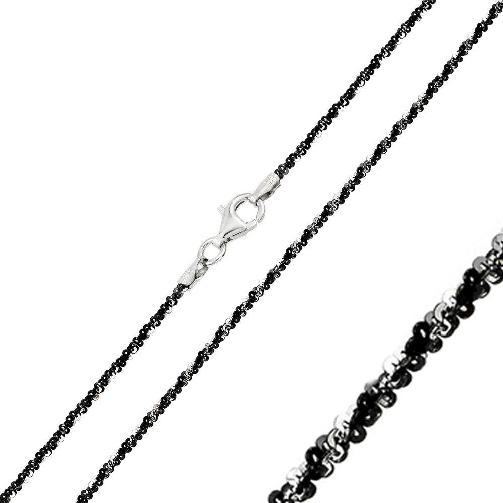 Silver 925 Black Rhodium Plated Roc B-W DC 025 Chain 1.8mm - CH251 BLK | Silver Palace Inc.