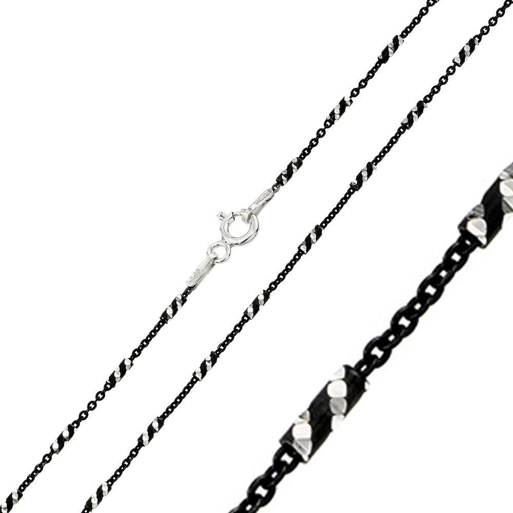 Silver 925 Black Rhodium Plated Tube Spiral B-W DC 030 Chain - CH248 BLK | Silver Palace Inc.