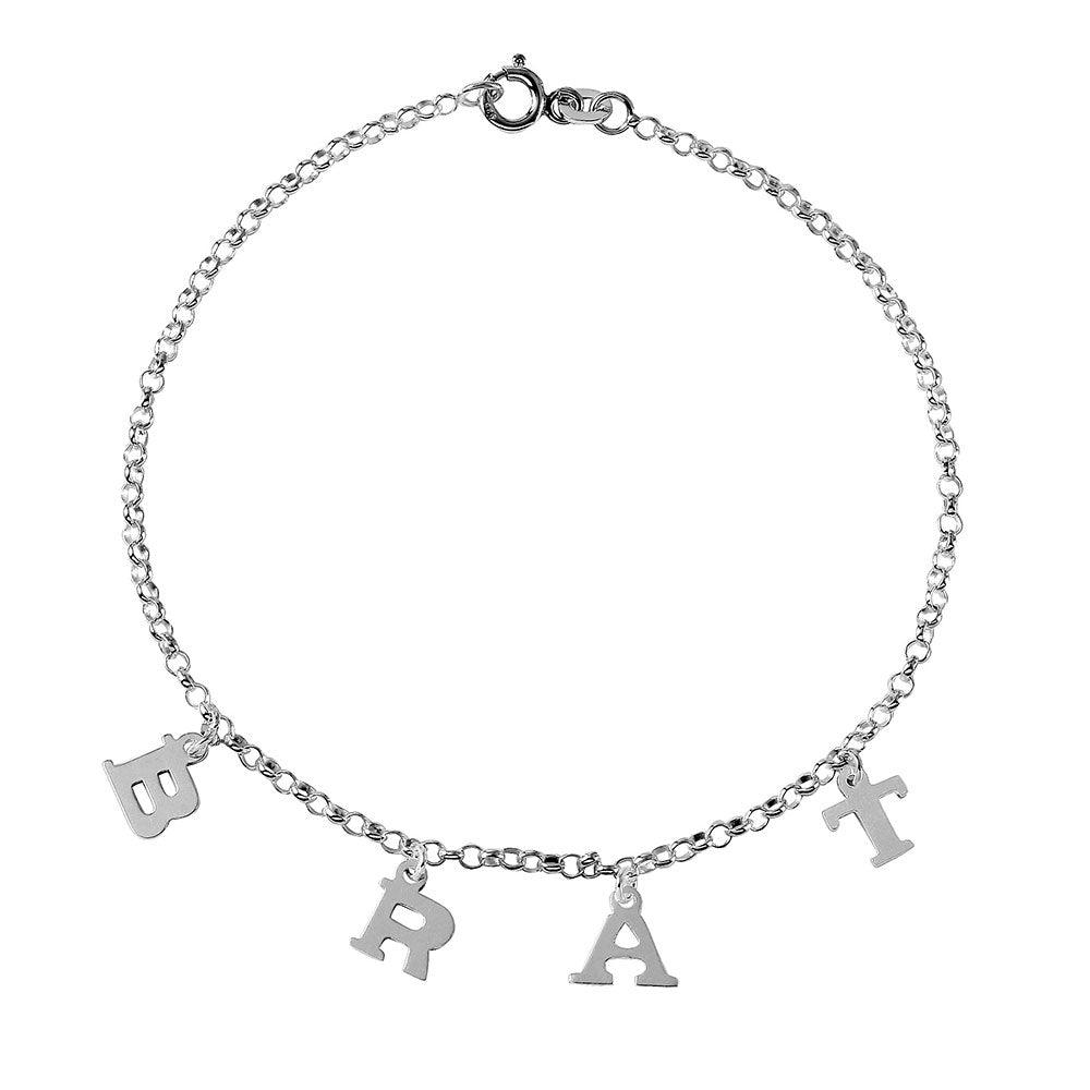 Silver 925 BRAT Charm Link Anklet - ANK00002 | Silver Palace Inc.