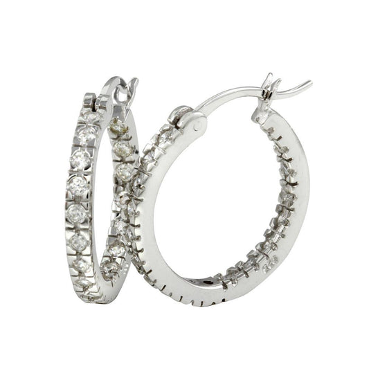Silver 925 Rhodium Plated 20mm Hoop Earrings - AAE00001-20MM | Silver Palace Inc.
