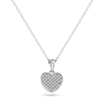 Silver 925 Rhodium Plated Heart CZ Dangling Pendant - ACP00029 | Silver Palace Inc.