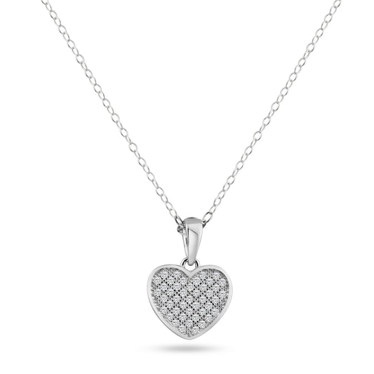 Silver 925 Rhodium Plated Heart CZ Dangling Pendant - ACP00029 | Silver Palace Inc.