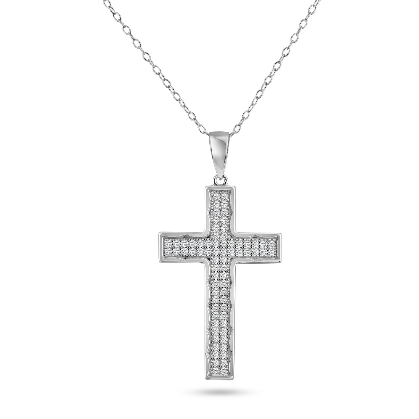 Silver 925 Rhodium Plated Cross CZ Dangling Pendant - ACP00032 | Silver Palace Inc.
