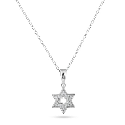 Silver 925 Rhodium Plated Star Of David Open CZ Dangling Pendant - ACP00038 | Silver Palace Inc.