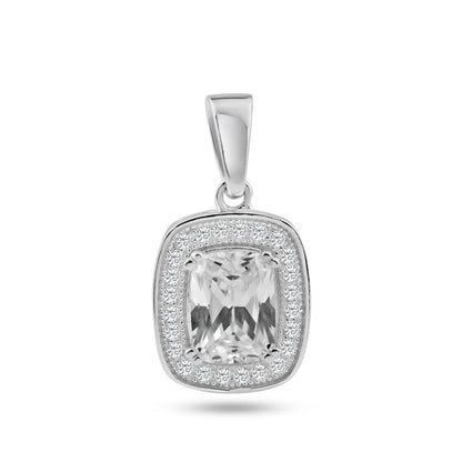 Silver 925 Rhodium Plated Rectangular CZ Dangling Pendant - ACP00041 | Silver Palace Inc.