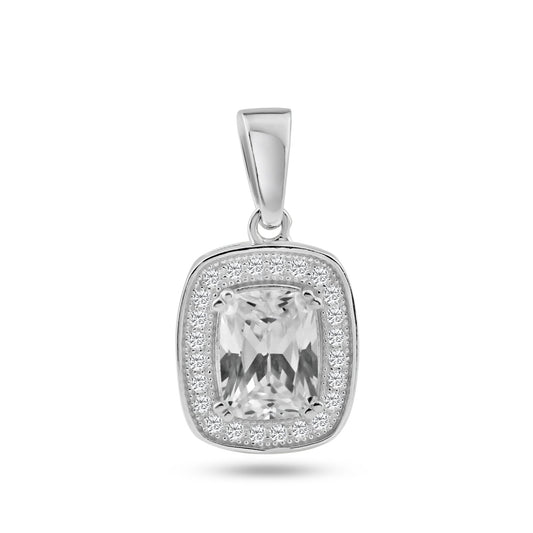 Silver 925 Rhodium Plated Rectangular CZ Dangling Pendant - ACP00041 | Silver Palace Inc.
