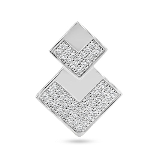 Silver 925 Rhodium Plated Two Graduated Square CZ Inlay Pendant - ACP00042 | Silver Palace Inc.