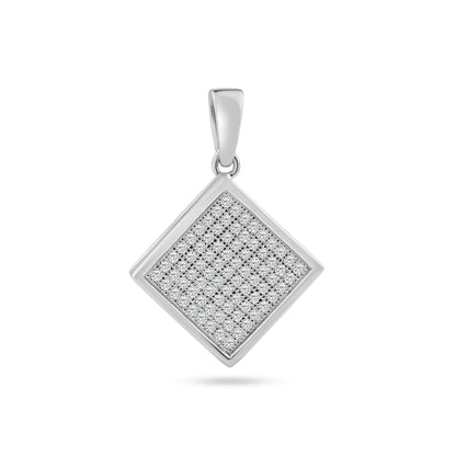 Silver 925 Rhodium Plated Square Micro Pave CZ Dangling Pendant - ACP00046 | Silver Palace Inc.
