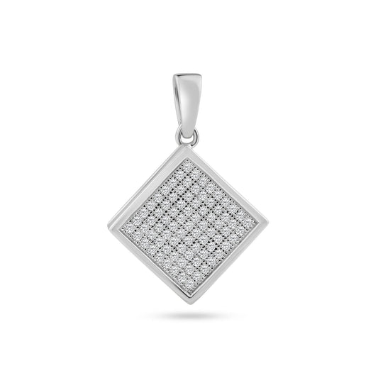 Silver 925 Rhodium Plated Square Micro Pave CZ Dangling Pendant - ACP00046 | Silver Palace Inc.