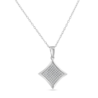 Silver 925 Rhodium Plated Square Micro Pave CZ Dangling Pendant - ACP00048 | Silver Palace Inc.