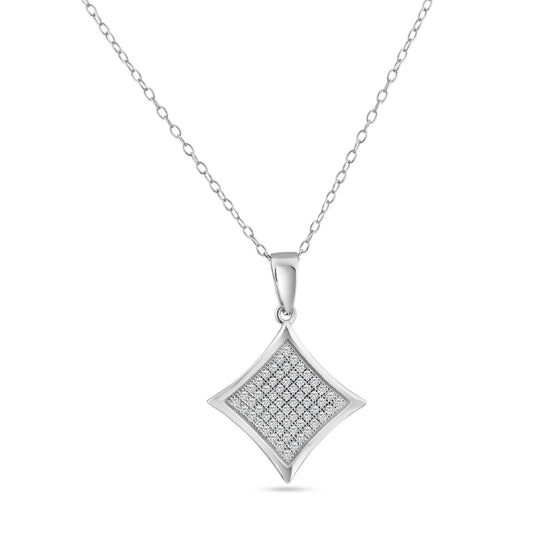 Silver 925 Rhodium Plated Square Micro Pave CZ Dangling Pendant - ACP00048 | Silver Palace Inc.
