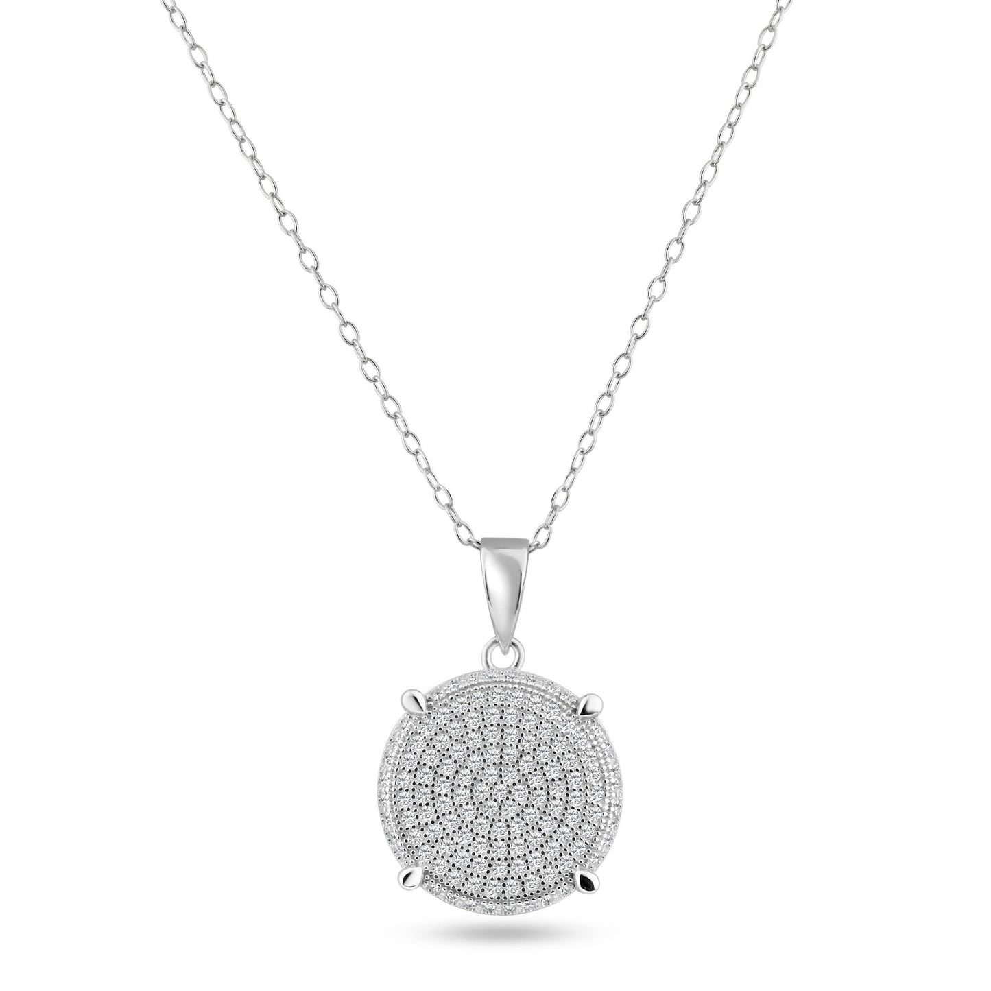 Silver 925 Rhodium Plated Circle CZ Dangling Pendant - ACP00051 | Silver Palace Inc.