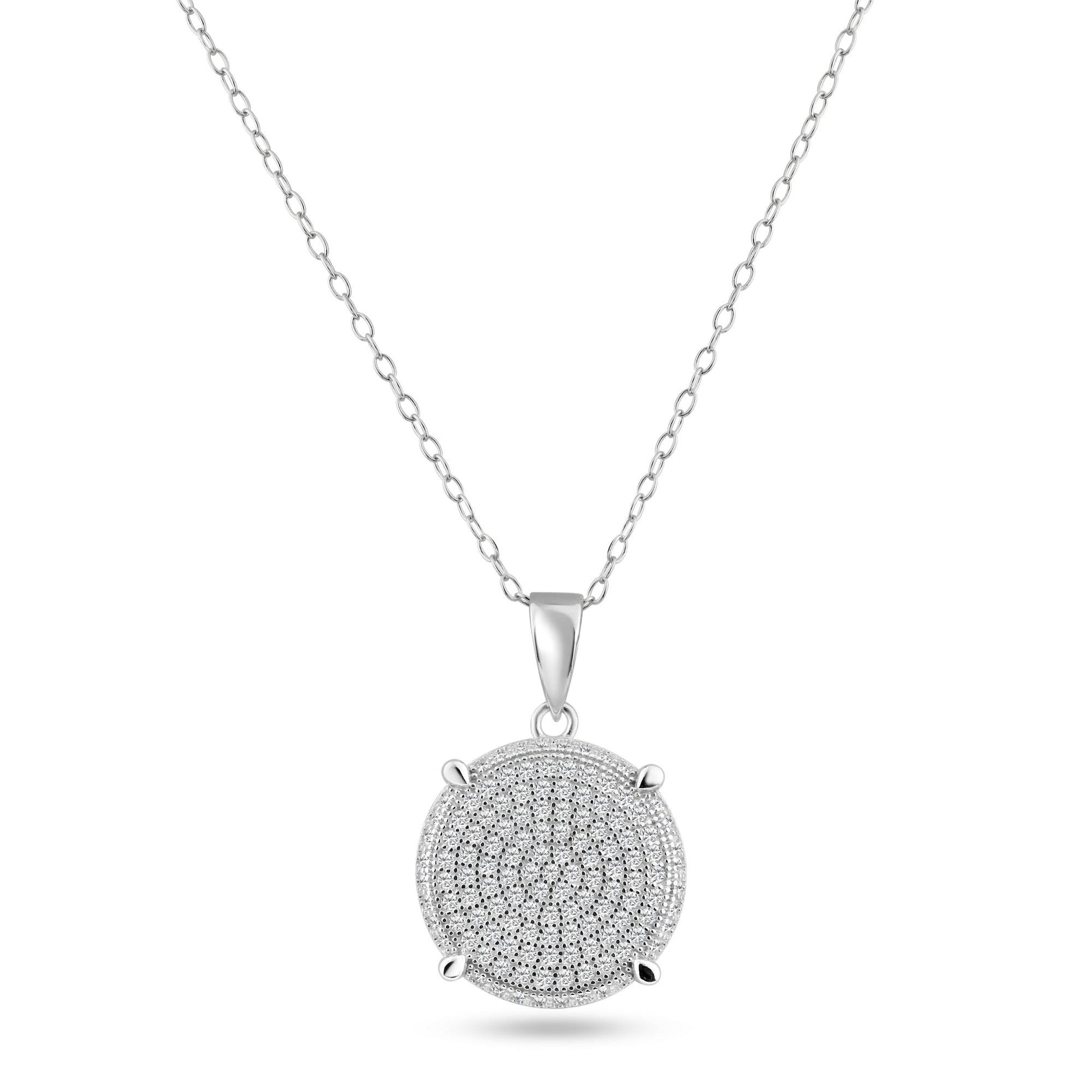 Silver 925 Rhodium Plated Circle CZ Dangling Pendant - ACP00051 | Silver Palace Inc.