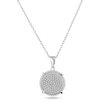 Silver 925 Rhodium Plated Circle CZ Dangling Pendant - ACP00051 | Silver Palace Inc.