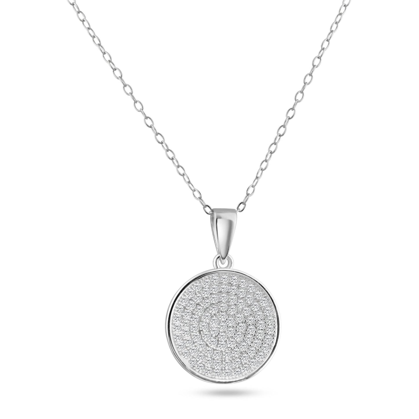 Silver 925 Rhodium Plated Circle Micro Pave CZ Dangling Pendant - ACP00052 | Silver Palace Inc.
