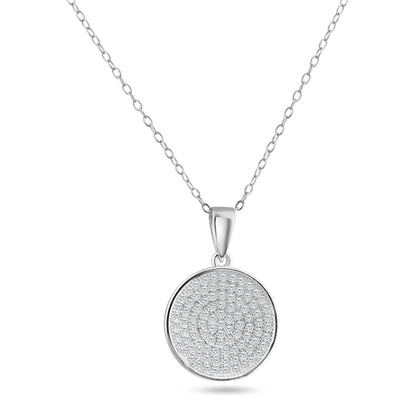 Silver 925 Rhodium Plated Circle Micro Pave CZ Dangling Pendant - ACP00052 | Silver Palace Inc.