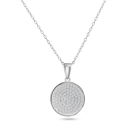 Silver 925 Rhodium Plated Circle Micro Pave CZ Dangling Pendant - ACP00052 | Silver Palace Inc.