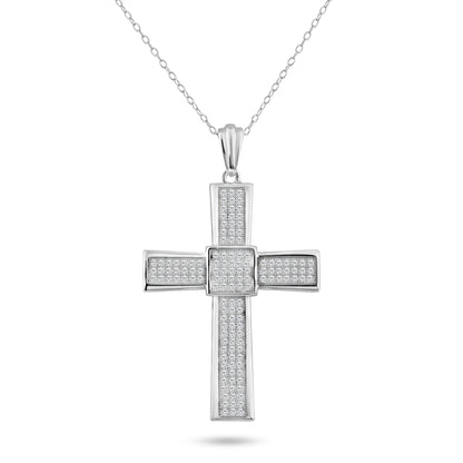 Silver 925 Rhodium Plated Cross Micro Pave CZ Dangling Pendant - ACP00067 | Silver Palace Inc.