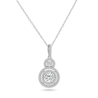 Silver 925 Rhodium Plated Multiple Graduated Circle Micro Pave CZ Dangling Pendant - ACP00075 | Silver Palace Inc.