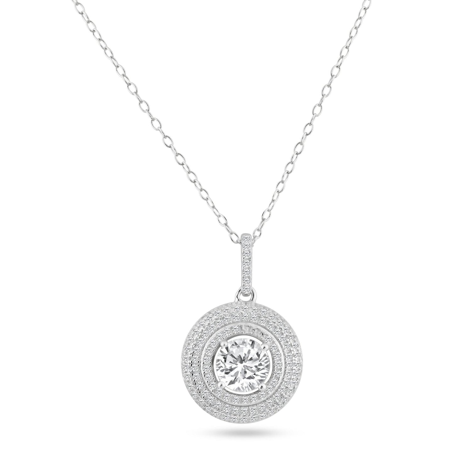 Silver 925 Rhodium Plated Circle Micro Pave CZ Dangling Pendant - ACP00084 | Silver Palace Inc.