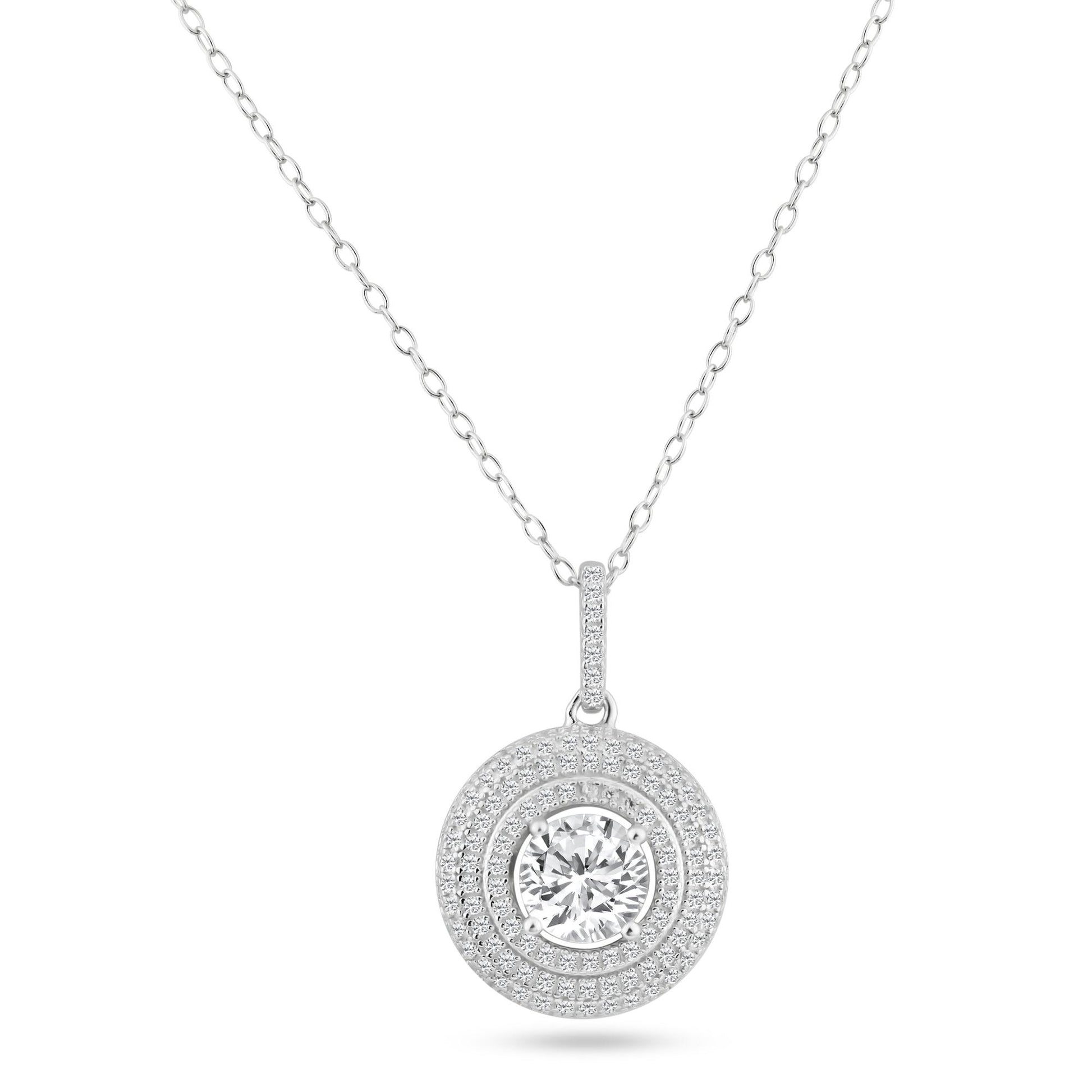 Silver 925 Rhodium Plated Circle Micro Pave CZ Dangling Pendant - ACP00084 | Silver Palace Inc.