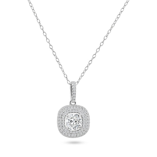 Silver 925 Rhodium Plated Square Micro Pave CZ Dangling Pendant - ACP00088 | Silver Palace Inc.