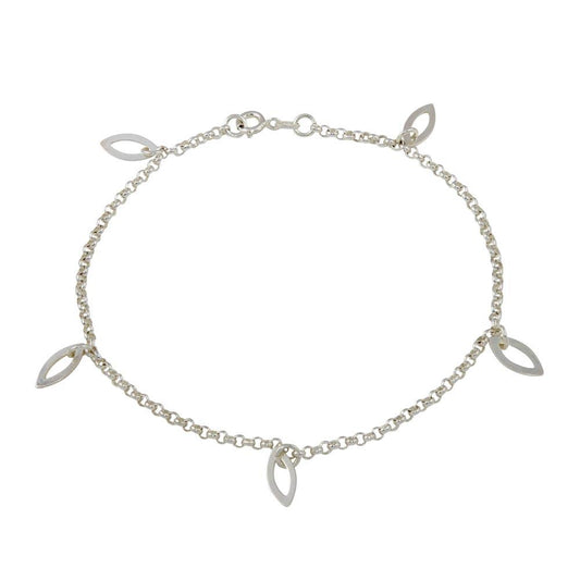 Silver 925 Multi Eye Shape Charm Dangling Anklet - ANK00025 | Silver Palace Inc.