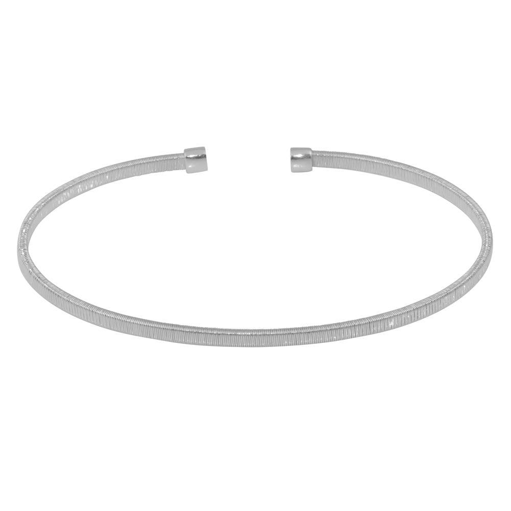 Silver 925 Rhodium Plated Open Flat Bangle - ARB00007RH | Silver Palace Inc.