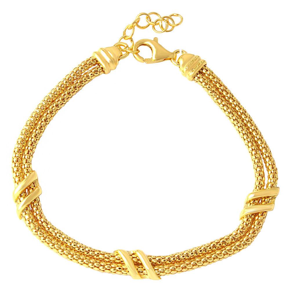 Silver 925 Gold Plated 6 Bar Italian Bracelets - ARB00023GP | Silver Palace Inc.